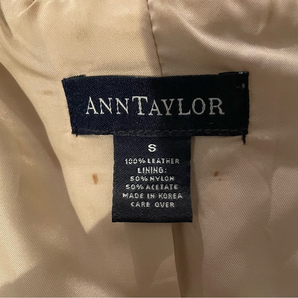 Ann Taylor Leather Jacket size S Soft Yellow/tan/Cream Color - Picture 4 of 5